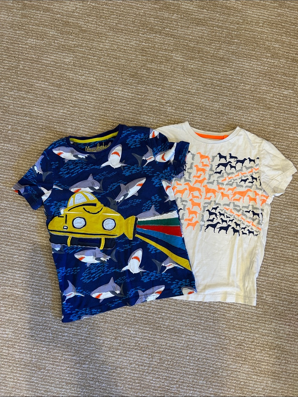 Mini Boden Boys' Navy Submarine & White Dog Graphic Tee Set, Size 9-10Y